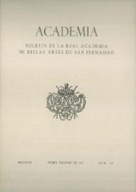 Portada:Academia :  Boletín de la Real Academia de Bellas Artes de San Fernando. Primer semestre 1977. Número 44. Preliminares e índice