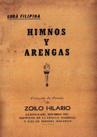 Portada:Himnos y arengas / por Zolio J. Hilario