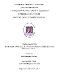 Estilos de aprendizaje y metacognición en estudiantes universitarios / Marcela Rivas Orellana