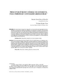 Portada:Principios éticos y código de conducta para personas y entidades mediadoras / Ramón Alzate Sáez de Heredia y Cristina Merino Ortiz