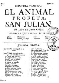 Portada:Comedia famosa. El animal profeta, San Juan / De Lope de Vega Carpio