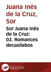 Portada:Sor Juana Inés de la Cruz: 03. Romances decasílabos