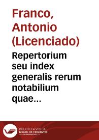 Portada:Repertorium seu index generalis rerum notabilium quae in operibus Antonij Gometij tractantur