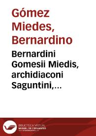 Portada:Bernardini Gomesii Miedis, archidiaconi Saguntini, Canonicique Valentini, Commentariorum de Sale libri Quinque