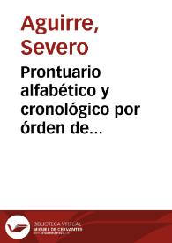 Portada:Prontuario alfabético y cronológico por órden de materias de las instrucciones, ordenanzas, reglamentos, pragmáticas y demas reales resoluciones no recopiladas