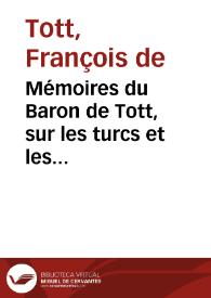 Portada:Mémoires du Baron de Tott, sur les turcs et les tartares