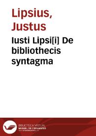 Portada:Iusti Lipsi[i] De bibliothecis syntagma