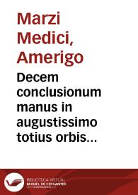 Portada:Decem conclusionum manus in augustissimo totius orbis terrarum Salmanticensis scholae theatro