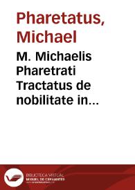 Portada:M. Michaelis Pharetrati Tractatus de nobilitate in honore et precio habenda