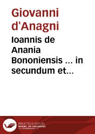 Portada:Ioannis de Anania Bononiensis ... in secundum et tertium Decretalium lectura dilucida