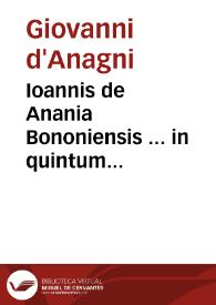 Portada:Ioannis de Anania Bononiensis ... in quintum Decretalium lectura dilucida
