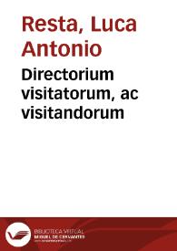 Portada:Directorium visitatorum, ac visitandorum