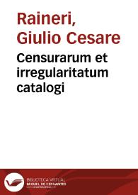 Portada:Censurarum et irregularitatum catalogi
