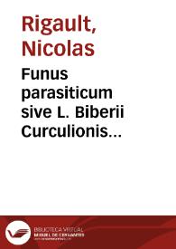 Portada:Funus parasiticum sive L. Biberii Curculionis parasiti, mortualia. Ad ritum prisci funeris