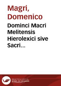 Portada:Dominci Macri Melitensis Hierolexici sive Sacri Dictionarii editio sexta
