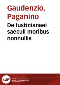 Portada:De Iustinianaei saeculi moribus nonnullis