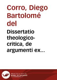 Portada:Dissertatio theologico-critica, de argumenti ex Breviario Romano in rebus historicis, petiti valore ...