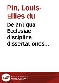 Portada:De antiqua Ecclesiae disciplina dissertationes historicae