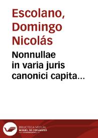 Portada:Nonnullae in varia juris canonici capita Salmanticenses elucubrationes