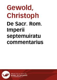 Portada:De Sacr. Rom. Imperii septemuiratu commentarius