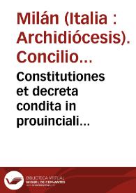 Portada:Constitutiones et decreta condita in prouinciali synodo Mediolanensi