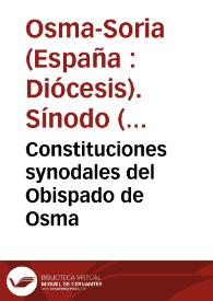 Portada:Constituciones synodales del Obispado de Osma