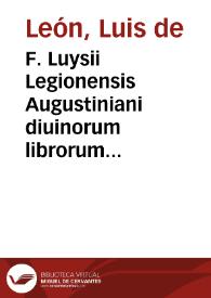Portada:F. Luysii Legionensis Augustiniani diuinorum librorum primi apud Salmanticenses interpretis In psalmum vigesimum-sextum explanatio