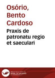 Portada:Praxis de patronatu regio et saeculari