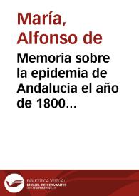 Portada:Memoria sobre la epidemia de Andalucia el año de 1800 al 819