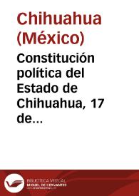 Portada:Constitución política del Estado de Chihuahua, 17 de junio de 1950 con reformas de 1994 a 1996