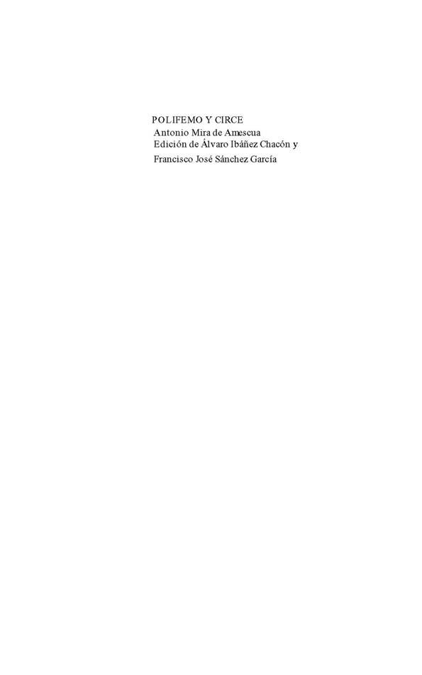 Polifemo y Circe / Antonio Mira de Amescua ; ed. Álvaro Ibáñez Chacón y Francisco José Sánchez García | Biblioteca Virtual Miguel de Cervantes