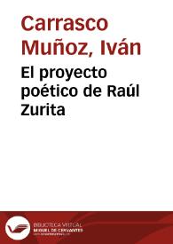 Portada:El proyecto poético de Raúl Zurita / Iván Carrasco Muñoz