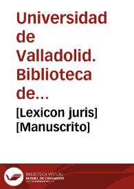 Portada:[Lexicon juris] [Manuscrito]
