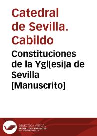 Portada:Constituciones de la Ygl[esi]a de Sevilla [Manuscrito]