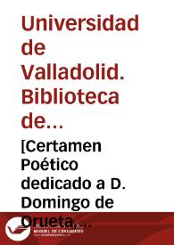 Portada:[Certamen Poético dedicado a D. Domingo de Orueta, Obispo de Almería] [Manuscrito]