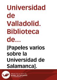 Portada:[Papeles varios sobre la Universidad de Salamanca].