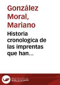 Portada:Historia cronologica de las imprentas que han funcionado en Valladolid desde fines del siglo xv hasta nuestros dias ...