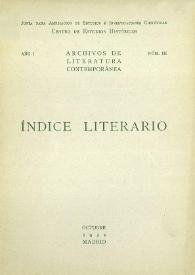 Archivos de Literatura Contemporánea. Índice Literario. Año I, núm. III, octubre 1932 | Biblioteca Virtual Miguel de Cervantes