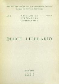 Archivos de Literatura Contemporánea. Índice Literario. Año II, núm. X, diciembre 1933 | Biblioteca Virtual Miguel de Cervantes