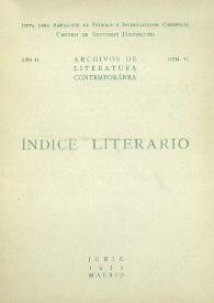 Portada:Archivos de Literatura Contemporánea. Índice Literario. Año IV, núm VI, junio 1935