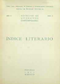 Archivos de Literatura Contemporánea. Índice Literario. Año IV, núm. II, febrero 1935 | Biblioteca Virtual Miguel de Cervantes