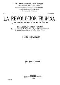Portada:La revolución filipina (con otros documentos de la época). Tomo 2 / por Apolinario Mabini, [Teodoro M. Kalaw, compilador]