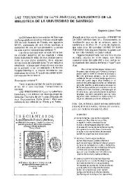 Portada:\"Las trescientas\" de Luys Hurtado, manuscrito de la Biblioteca de la Universidad de Santiago / Sagrario López Poza