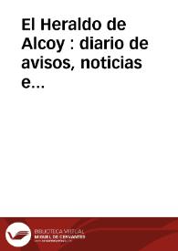 Portada:El Heraldo de Alcoy : diario de avisos, noticias e intereses generales. Año XIV Núm. 3521 - 1909 5 agosto