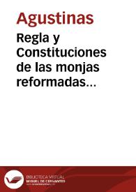 Portada:Regla y Constituciones de las monjas reformadas Descalças Augustinas