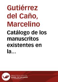 Portada:Catálogo de los manuscritos existentes en la Biblioteca Universitaria de Valencia