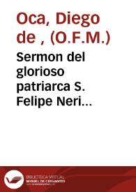 Portada:Sermon del glorioso patriarca S. Felipe Neri...