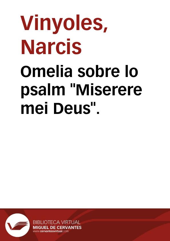 Omelia sobre lo psalm del Miserere mei Deus - Ziereis Facsimiles