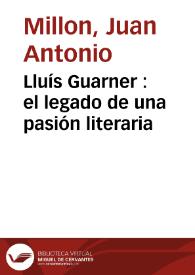 Portada:Lluís Guarner : el legado de una pasión literaria
