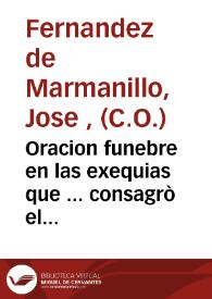 Portada:Oracion funebre en las exequias que ... consagrò el ... clero de San Salvador de Valencia en ... 1696 a la memoria de ... Sor Josepha Maria de Santa Ines ... religiosa agustina descalza ... de la villa de Beniganim